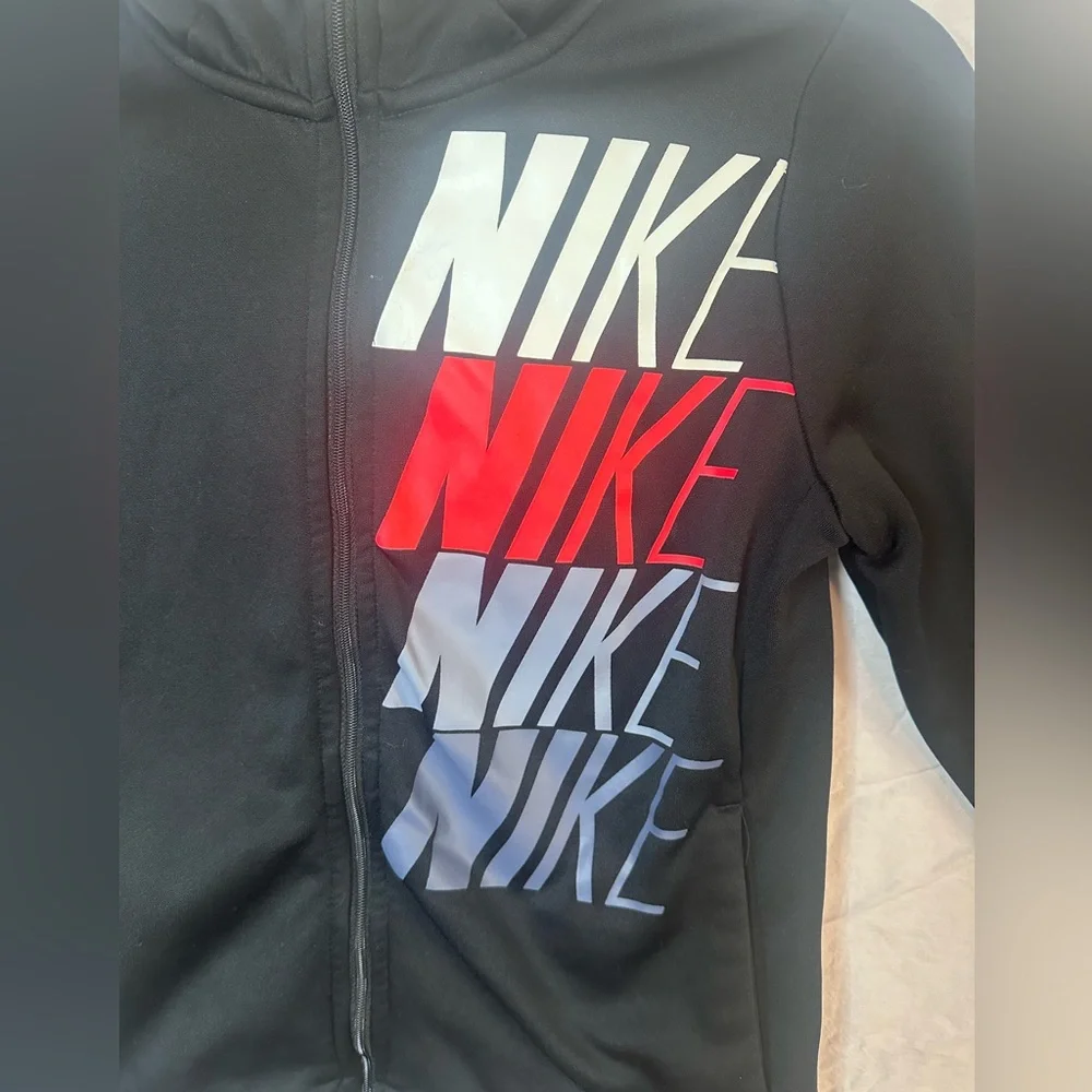 Nike Youth Large Full-Zip Hoodie Black Logo Graphic
